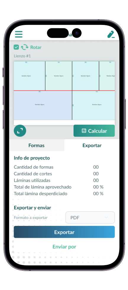 Mobile — resultados y exportación